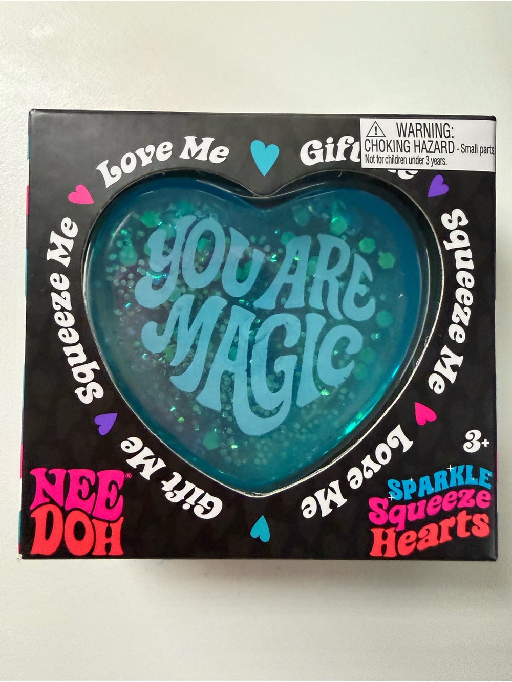 Needoh Sparkle Squeeze Heart Brand New In Box (Blue)